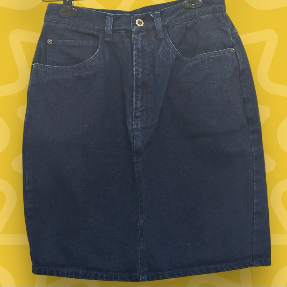 Vintage 90s Gitano Navy Blue Denim Midi Skirt- Size 12